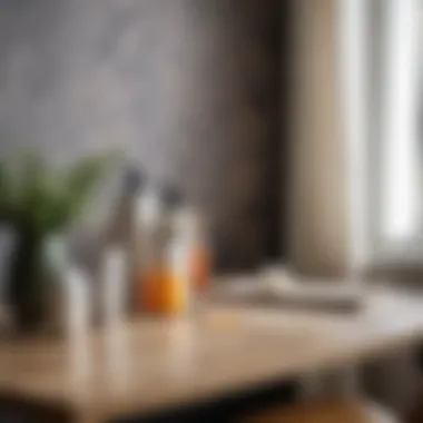 Different Adhesives for Vinyl Wallpaper A variety of adhesives suitable for vinyl wallpaper on non-woven backing displayed on a table