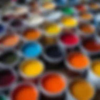 A close-up view of different types of alkyd varnishes in containers.