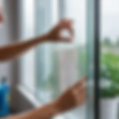 Applying the Soap Solution on Window Film Application of soap solution on the window film