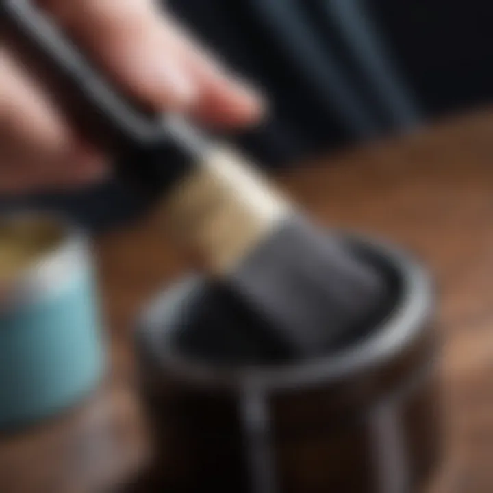 Close-up of a brush applying lacquer with precision