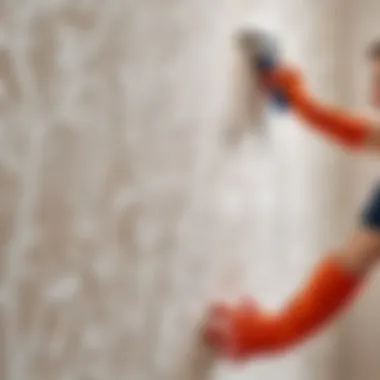 Applying solution for effective wallpaper removal Applying wallpaper removal solution
