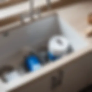 Detailed view of a water filtration system installation under a sink