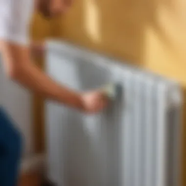 Applying paint to a heating radiator