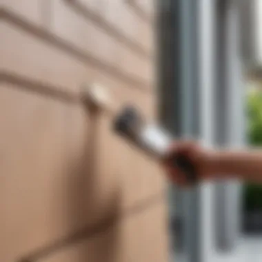 Applying Facade Paint with Precision Application of facade paint on a wall