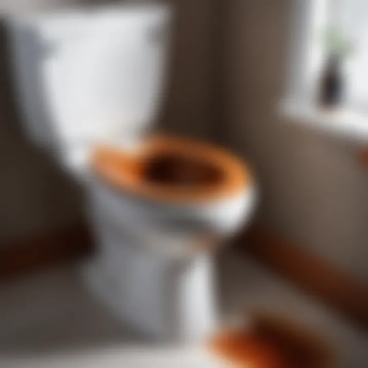 Rust stains in a toilet bowl