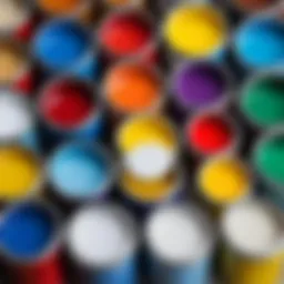 A close-up view of different types of enamel paint cans suitable for bath renovation.