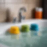 Different types of bath plugs displayed