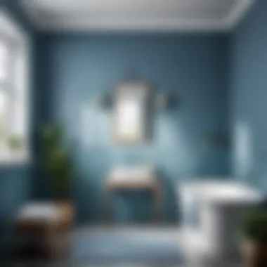 A serene bathroom painted in calming blue tones