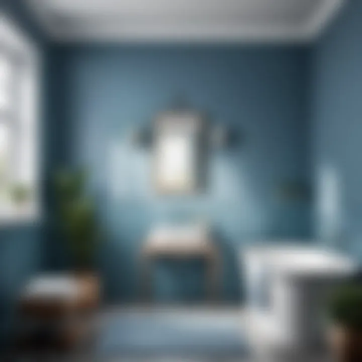 A serene bathroom painted in calming blue tones