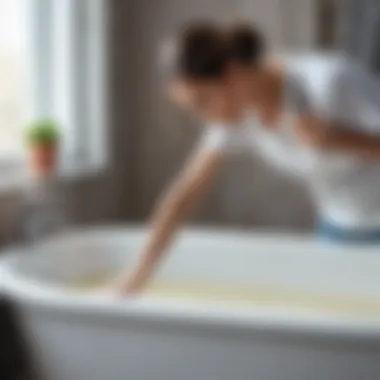 A professional applying paint to a bathtub surface