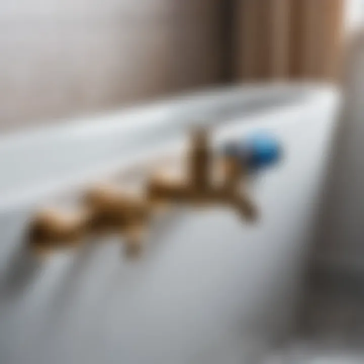 Close-up of bathtub plumbing connections