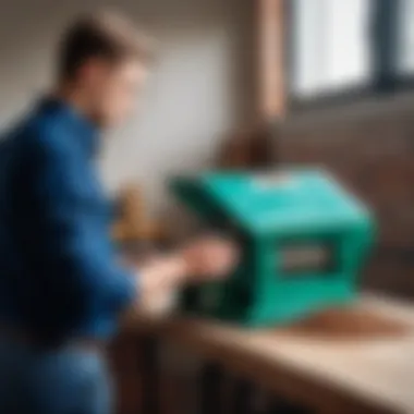 User examining features of a branch shredder