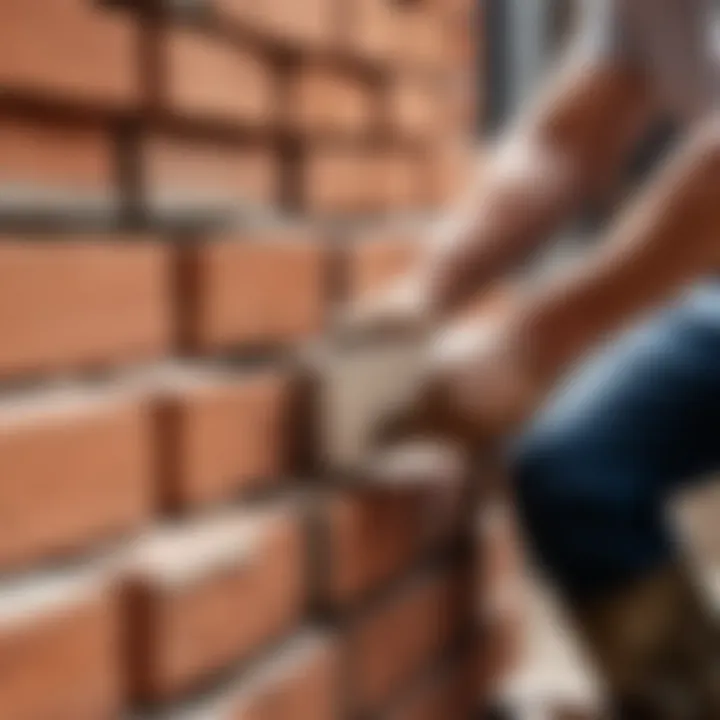 Construction site showcasing brick laying technique