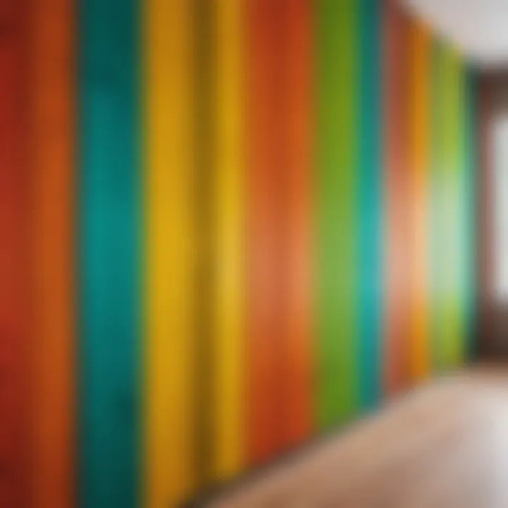 Brightly painted wood paneling showcasing eco-friendly colors