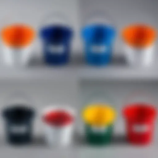 Various bucket types showcasing their capacities