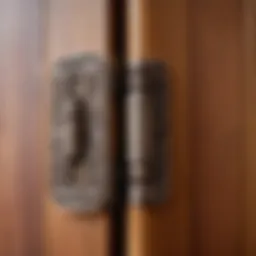 Close-up view of a cabinet hinge showcasing its intricate design