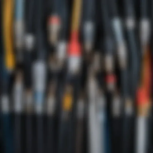 Different types of TV antenna cables displayed