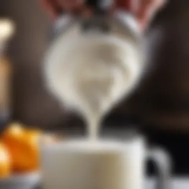 Close-up of a frother in action creating foam