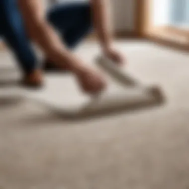 Professional installation of carpet in a room