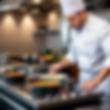 Chef demonstrating the efficiency of induction cooking