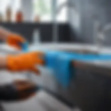 Application of Chemical Solutions for Silicone Removal Chemical solution being applied on silicone residue