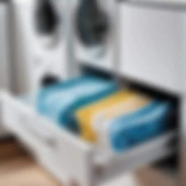 Close-up of a clean detergent drawer in a washing machine