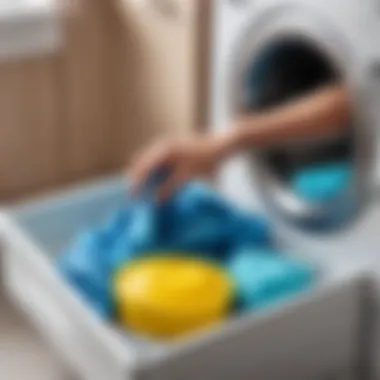 Close-up of washing machine detergent drawer with residue