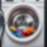 Interior of a washing machine showing residue buildup