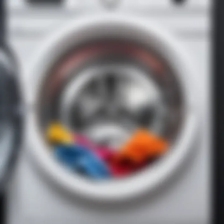 Interior of a washing machine showing residue buildup