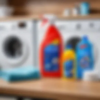 Specialized cleaning products arranged on a table