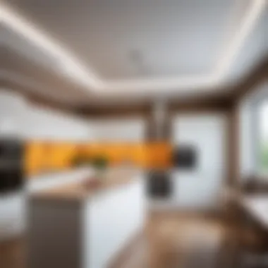 Shining clean plastic ceiling in a kitchen