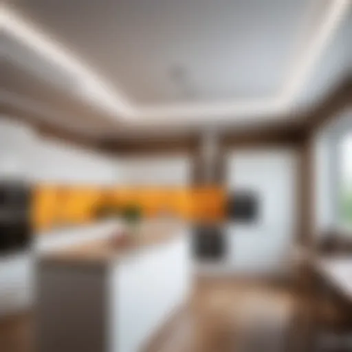 Shining clean plastic ceiling in a kitchen