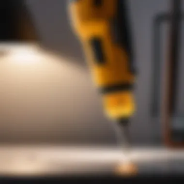 Screwdriver light illuminating a work area Close-up of the screwdriver's light in action during repairs