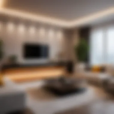 Illumination Effect of 6500K Light Illumination effect of 6500K light on a modern living room