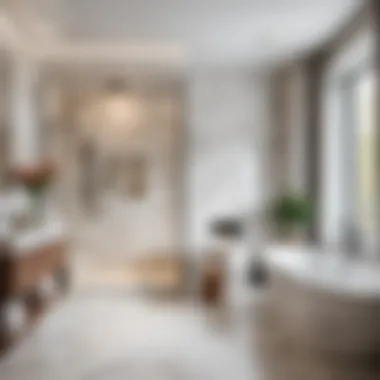 Elegant Marble Tiles in a Spacious Bathroom Luxurious marble tiles in a spacious bathroom, evoking elegance