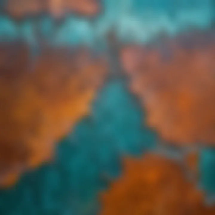 Close-up view of patina color showcasing its unique texture and hue