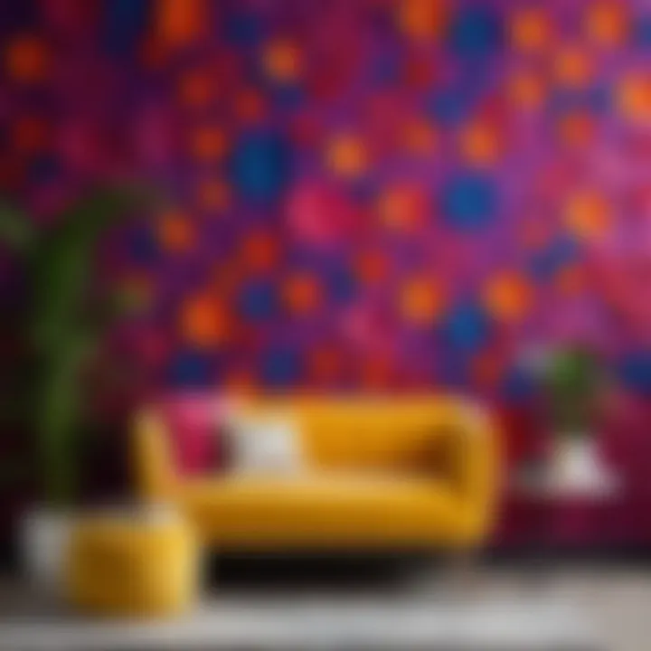 A vibrant mix of colors and textures in wall decoration enhancing the interior ambiance.