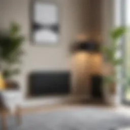 Modern convector heater in a stylish living room