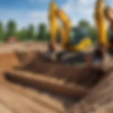 Foundation Pile Installation Completed installation of foundation piles with machinery