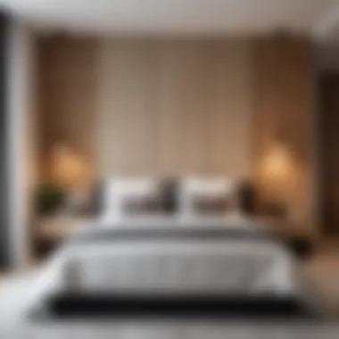 Calming Wall Panel in Bedroom A cozy bedroom decorated with a calming wall panel that complements the overall design.