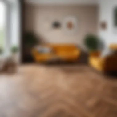 A cozy living room featuring linoleum flooring, showcasing aesthetics and design.
