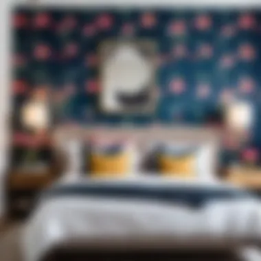 Creative Wallpaper Arrangements in Chic Bedroom Creative arrangements of wallpapers in a chic bedroom