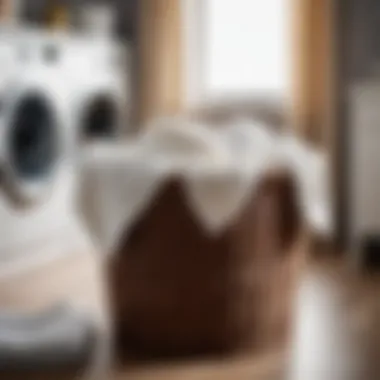 Laundry Basket Filled with Fresh Linens Laundry basket filled with fresh linens