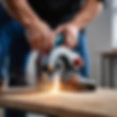 Person demonstrating the proper use of an angle grinder