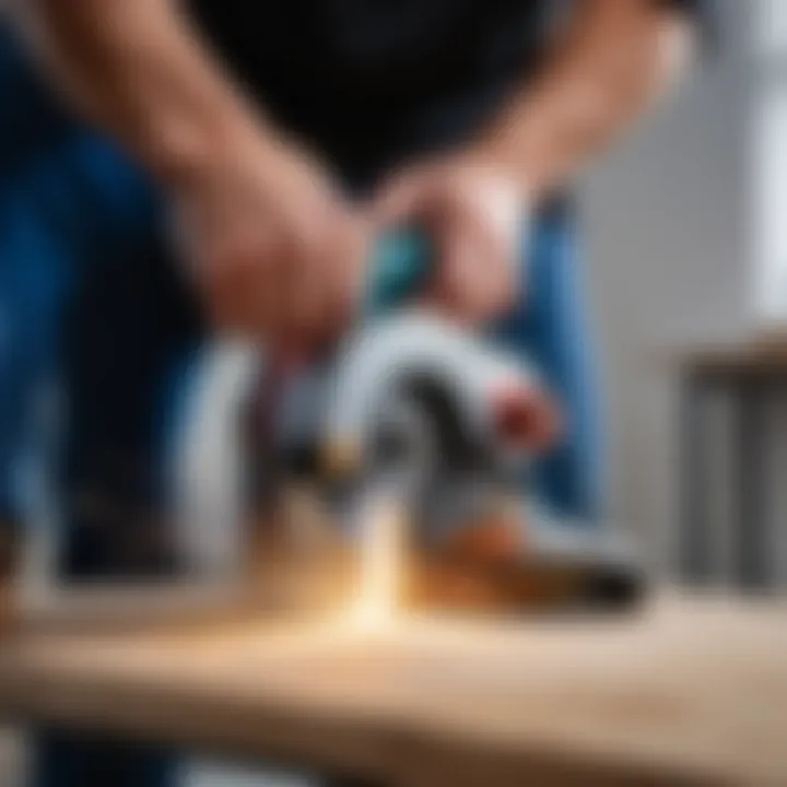 Person demonstrating the proper use of an angle grinder