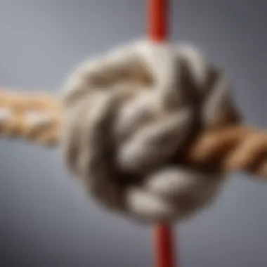 Detailed instructions on tying a thick knot for construction tasks