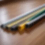 Various types of door seals displayed on a table