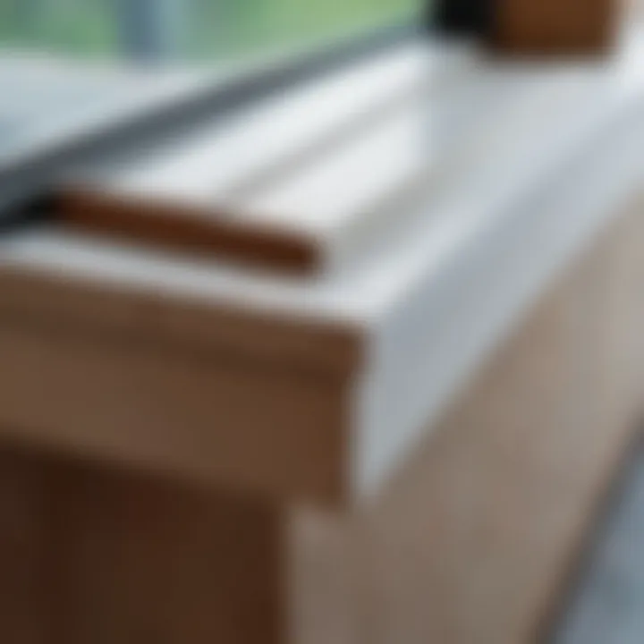 Close-up of durable materials used for window sill construction