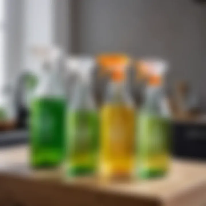 Eco-friendly cleaning solutions in bottles