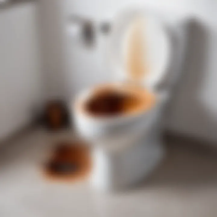 Rust stains in a toilet bowl